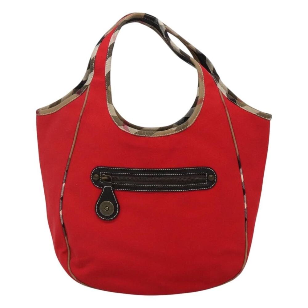 Burberry Nova Check Canvas Shoulder Bag Red